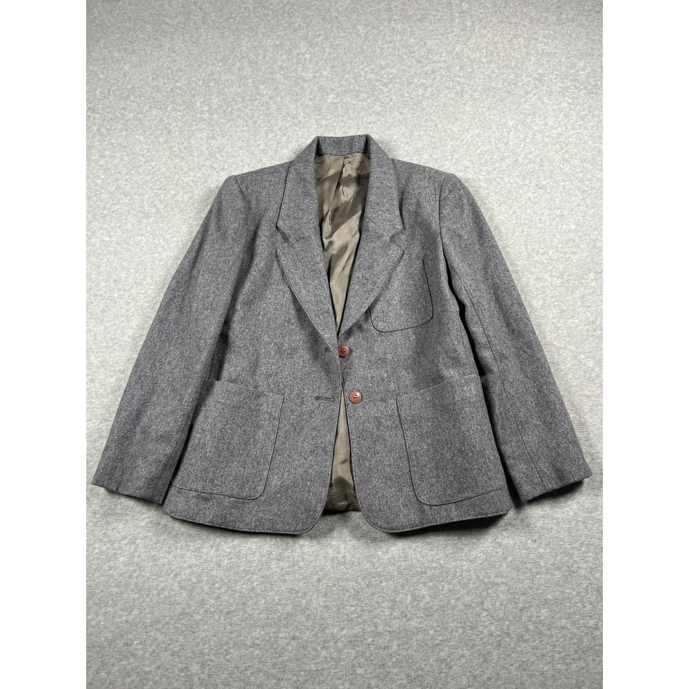 VTG Cross Country Wool Blend Blazer 8P Gray Dark Academia Old Money Preppy